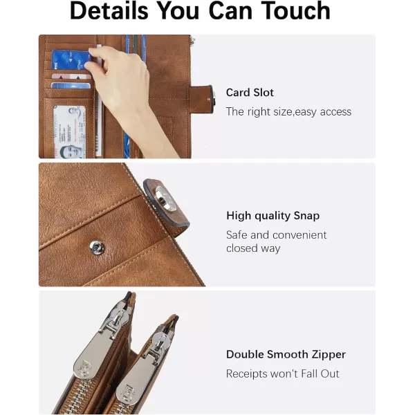BOSTANTEN Womens Leather Wallets RFID Blocking Large Capacity Trifold Card Holder Ladies Phone Clutch