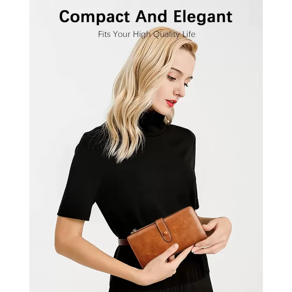 BOSTANTEN Womens Leather Wallets RFID Blocking Large Capacity Trifold Card Holder Ladies Phone Clutch