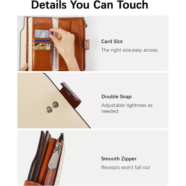 BOSTANTEN Womens Leather Wallets RFID Blocking Large Capacity Trifold Card Holder Ladies Phone Clutch