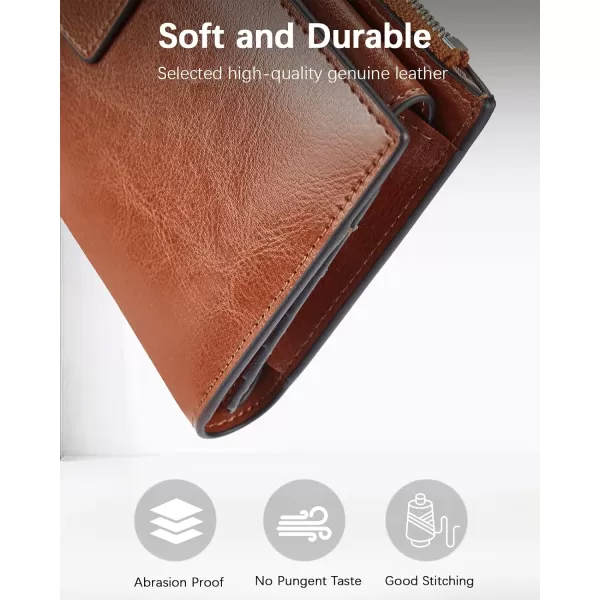 BOSTANTEN Womens Leather Wallets RFID Blocking Large Capacity Trifold Card Holder Ladies Phone Clutch