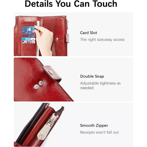 BOSTANTEN Womens Leather Wallets RFID Blocking Large Capacity Trifold Card Holder Ladies Phone Clutch