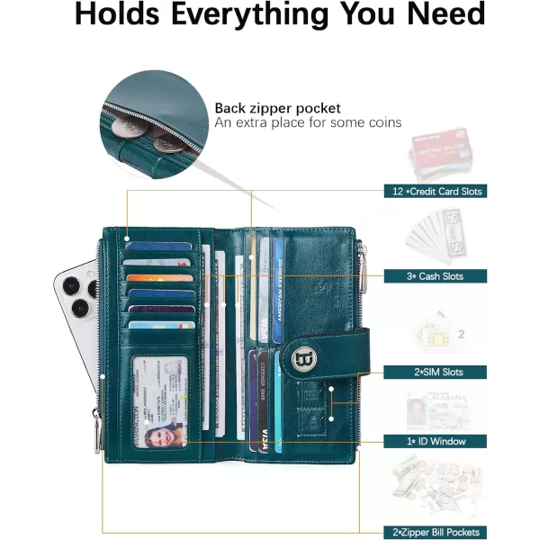 BOSTANTEN Womens Leather Wallets RFID Blocking Large Capacity Trifold Card Holder Ladies Phone Clutch