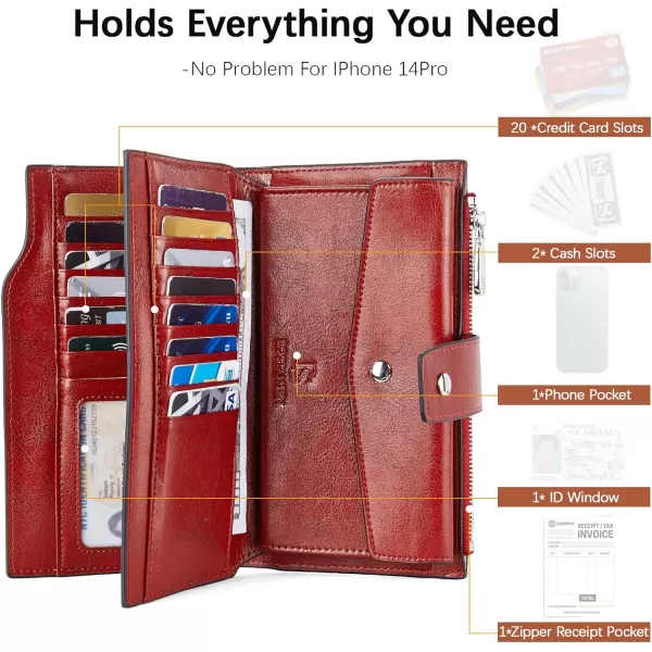 BOSTANTEN Womens Leather Wallets RFID Blocking Large Capacity Trifold Card Holder Ladies Phone Clutch