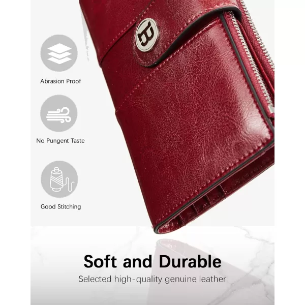 BOSTANTEN Womens Leather Wallets RFID Blocking Large Capacity Trifold Card Holder Ladies Phone Clutch