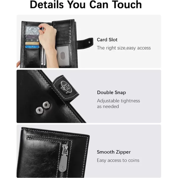 BOSTANTEN Womens Leather Wallets RFID Blocking Large Capacity Trifold Card Holder Ladies Phone Clutch