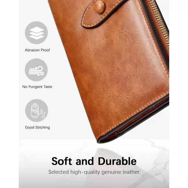 BOSTANTEN Womens Leather Wallets RFID Blocking Large Capacity Trifold Card Holder Ladies Phone Clutch