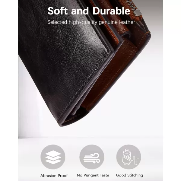 BOSTANTEN Womens Leather Wallets RFID Blocking Large Capacity Trifold Card Holder Ladies Phone Clutch