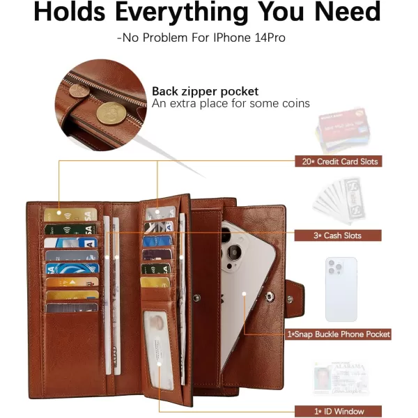 BOSTANTEN Womens Leather Wallets RFID Blocking Large Capacity Trifold Card Holder Ladies Phone Clutch