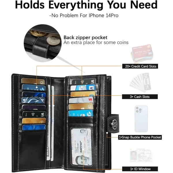 BOSTANTEN Womens Leather Wallets RFID Blocking Large Capacity Trifold Card Holder Ladies Phone Clutch