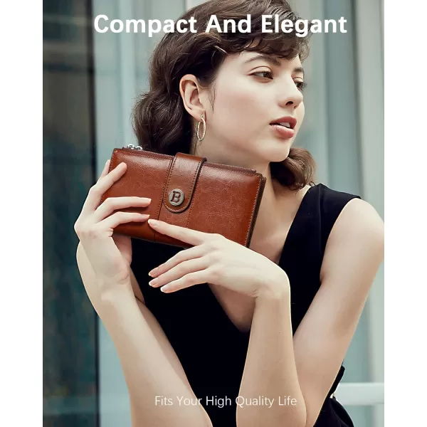 BOSTANTEN Womens Leather Wallets RFID Blocking Large Capacity Trifold Card Holder Ladies Phone Clutch