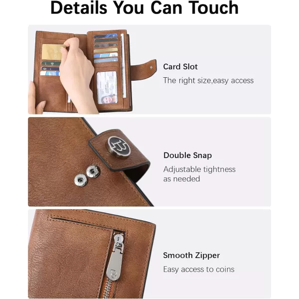 BOSTANTEN Womens Leather Wallets RFID Blocking Large Capacity Trifold Card Holder Ladies Phone Clutch