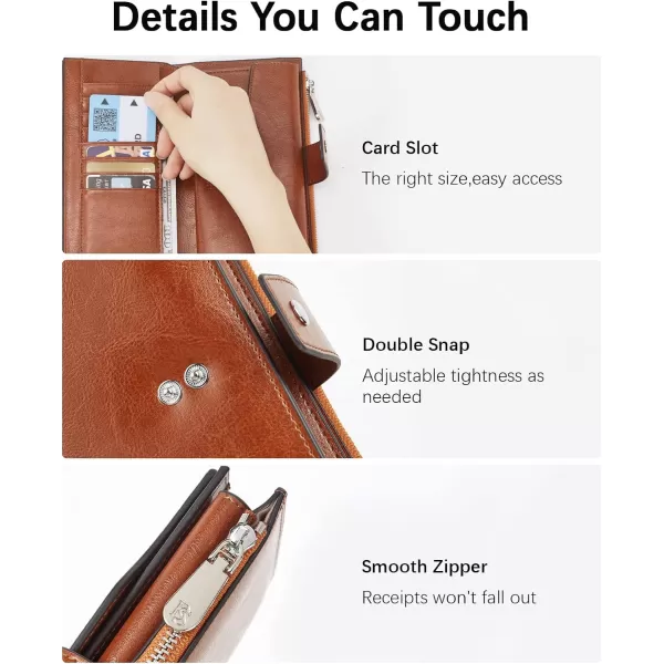 BOSTANTEN Womens Leather Wallets RFID Blocking Large Capacity Trifold Card Holder Ladies Phone Clutch