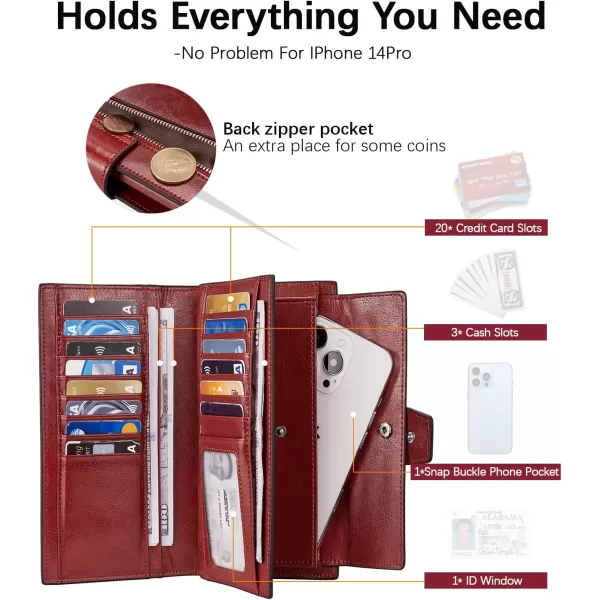BOSTANTEN Womens Leather Wallets RFID Blocking Large Capacity Trifold Card Holder Ladies Phone Clutch