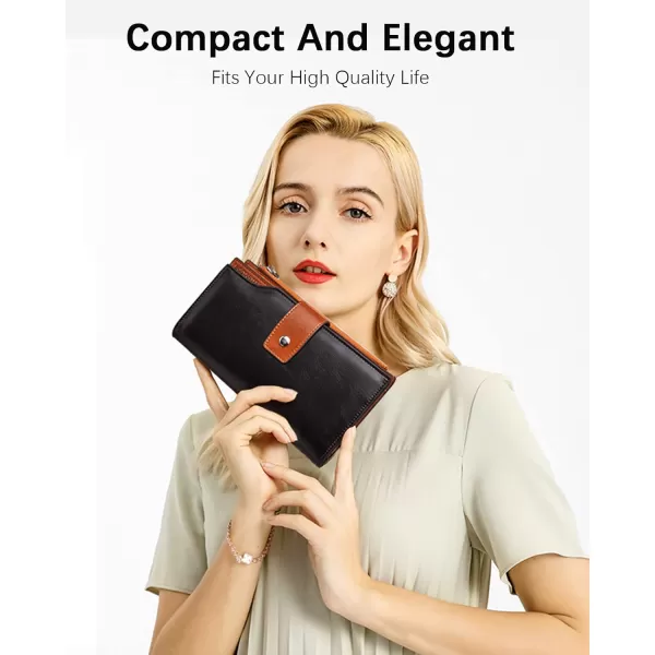 BOSTANTEN Womens Leather Wallets RFID Blocking Large Capacity Trifold Card Holder Ladies Phone Clutch