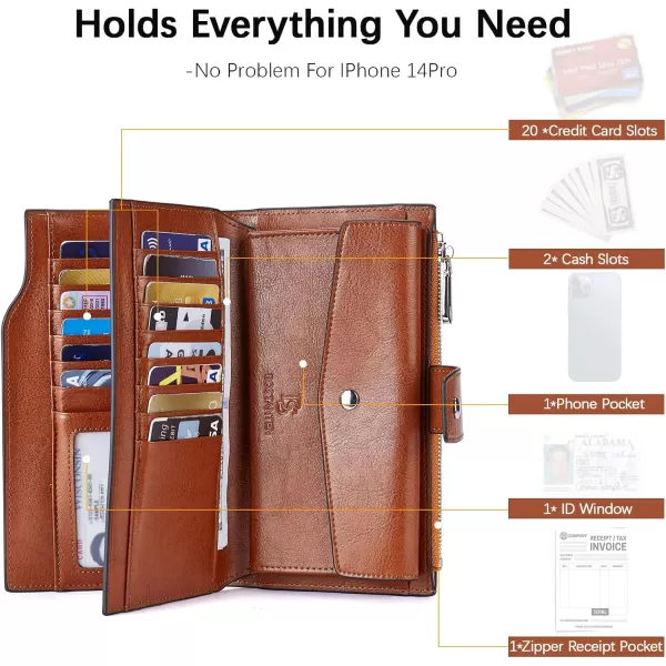 BOSTANTEN Womens Leather Wallets RFID Blocking Large Capacity Trifold Card Holder Ladies Phone Clutch