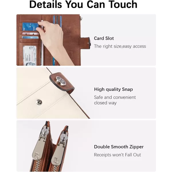 BOSTANTEN Womens Leather Wallets RFID Blocking Large Capacity Trifold Card Holder Ladies Phone Clutch