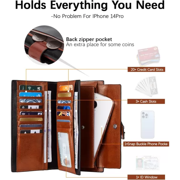 BOSTANTEN Womens Leather Wallets RFID Blocking Large Capacity Trifold Card Holder Ladies Phone Clutch