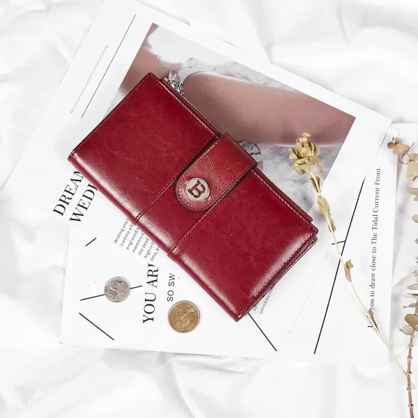 BOSTANTEN Womens Leather Wallets RFID Blocking Large Capacity Trifold Card Holder Ladies Phone Clutch
