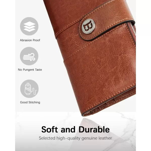 BOSTANTEN Womens Leather Wallets RFID Blocking Large Capacity Trifold Card Holder Ladies Phone Clutch
