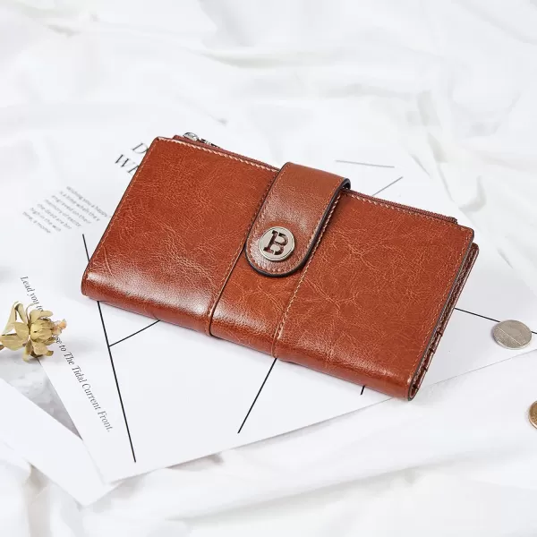 BOSTANTEN Womens Leather Wallets RFID Blocking Large Capacity Trifold Card Holder Ladies Phone Clutch