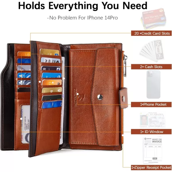 BOSTANTEN Womens Leather Wallets RFID Blocking Large Capacity Trifold Card Holder Ladies Phone Clutch