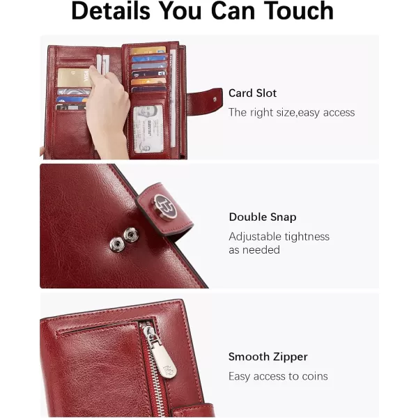 BOSTANTEN Womens Leather Wallets RFID Blocking Large Capacity Trifold Card Holder Ladies Phone Clutch