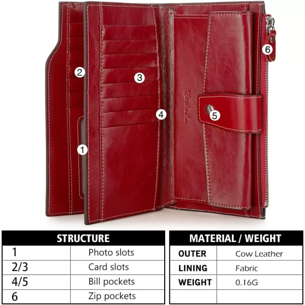 BOSTANTEN Womens Leather Wallets RFID Blocking Large Capacity Trifold Card Holder Ladies Phone Clutch
