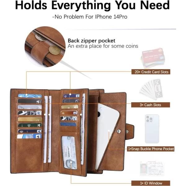 BOSTANTEN Womens Leather Wallets RFID Blocking Large Capacity Trifold Card Holder Ladies Phone Clutch