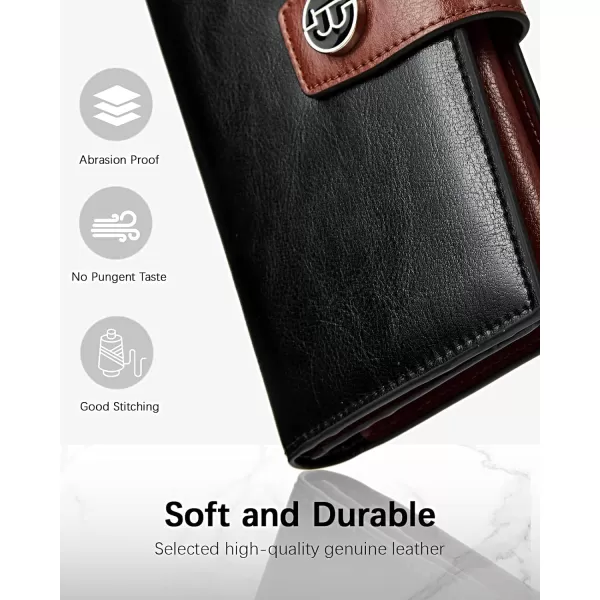 BOSTANTEN Womens Leather Wallets RFID Blocking Large Capacity Trifold Card Holder Ladies Phone Clutch