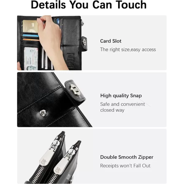 BOSTANTEN Womens Leather Wallets RFID Blocking Large Capacity Trifold Card Holder Ladies Phone Clutch