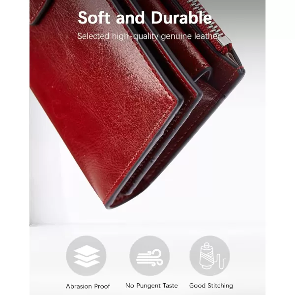 BOSTANTEN Womens Leather Wallets RFID Blocking Large Capacity Trifold Card Holder Ladies Phone Clutch