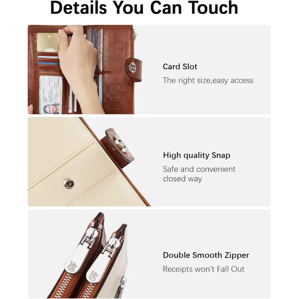 BOSTANTEN Womens Leather Wallets RFID Blocking Large Capacity Trifold Card Holder Ladies Phone Clutch