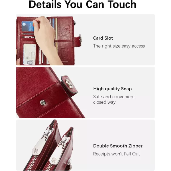 BOSTANTEN Womens Leather Wallets RFID Blocking Large Capacity Trifold Card Holder Ladies Phone Clutch
