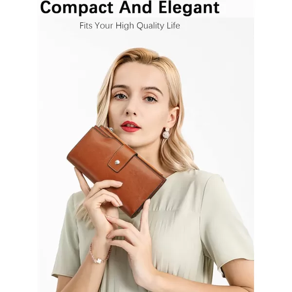 BOSTANTEN Womens Leather Wallets RFID Blocking Large Capacity Trifold Card Holder Ladies Phone Clutch