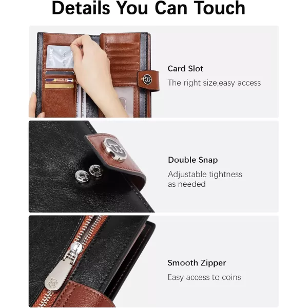 BOSTANTEN Womens Leather Wallets RFID Blocking Large Capacity Trifold Card Holder Ladies Phone Clutch
