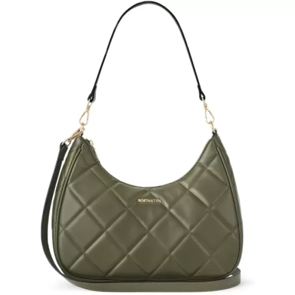 BOSTANTEN Crescent Crossbody Bags Quilted Shoulder Purses for Women with Long and Short Straps