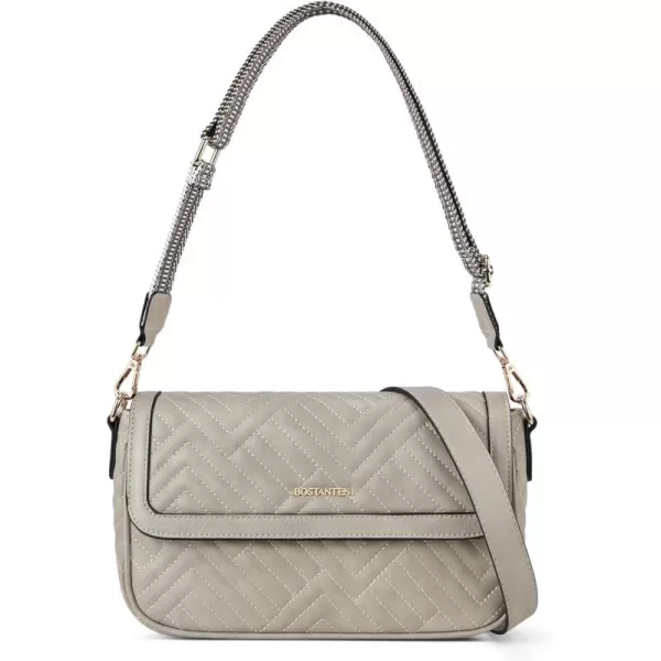 BOSTANTEN Quilted Shoulder Bag for Women Trendy Vegan Leather Crossbody Purses Guitar Strap