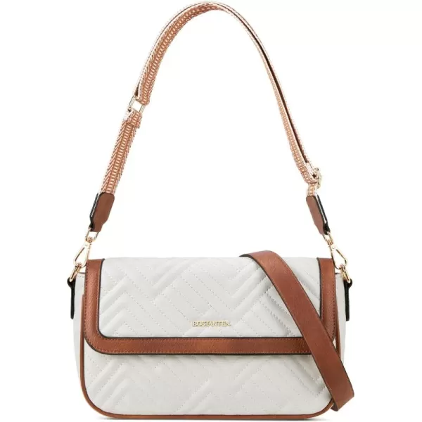 BOSTANTEN Quilted Shoulder Bag for Women Trendy Vegan Leather Crossbody Purses Guitar Strap
