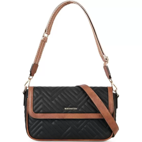 BOSTANTEN Quilted Shoulder Bag for Women Trendy Vegan Leather Crossbody Purses Guitar Strap