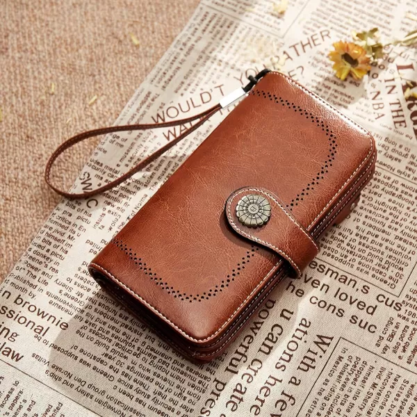 BOSTANTEN Womens Wallet Genuine Leather Large Capacity Wristlet Clutch Purse Credit Card Holder with RFID Blocking