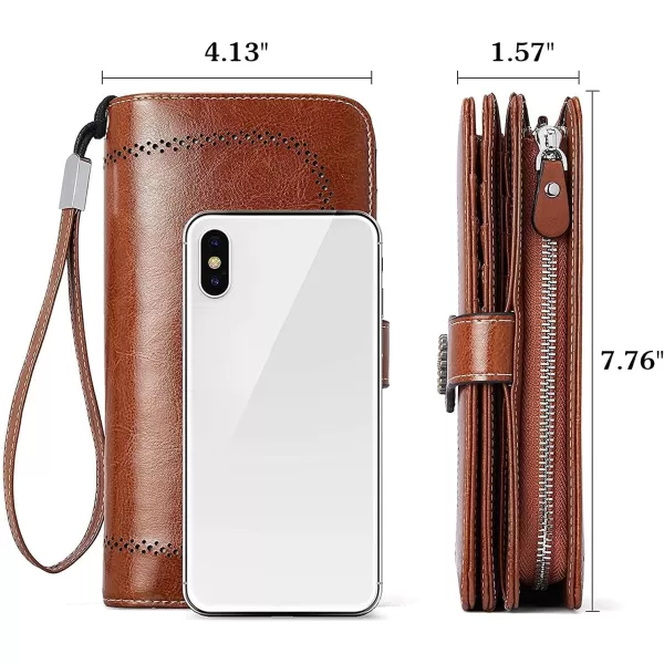 BOSTANTEN Womens Wallet Genuine Leather Large Capacity Wristlet Clutch Purse Credit Card Holder with RFID Blocking