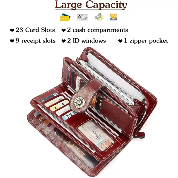 BOSTANTEN Womens Wallet Genuine Leather Large Capacity Wristlet Clutch Purse Credit Card Holder with RFID Blocking