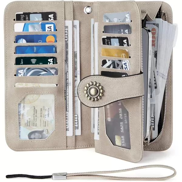 BOSTANTEN Womens Wallet Genuine Leather Large Capacity Wristlet Clutch Purse Credit Card Holder with RFID Blocking