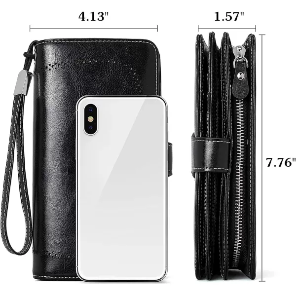 BOSTANTEN Womens Wallet Genuine Leather Large Capacity Wristlet Clutch Purse Credit Card Holder with RFID Blocking