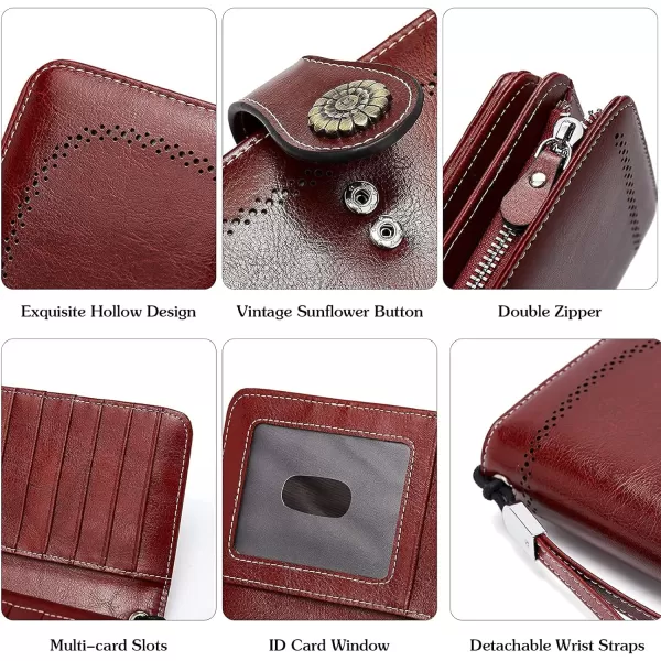 BOSTANTEN Womens Wallet Genuine Leather Large Capacity Wristlet Clutch Purse Credit Card Holder with RFID Blocking