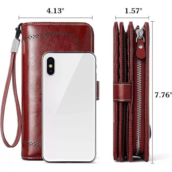 BOSTANTEN Womens Wallet Genuine Leather Large Capacity Wristlet Clutch Purse Credit Card Holder with RFID Blocking
