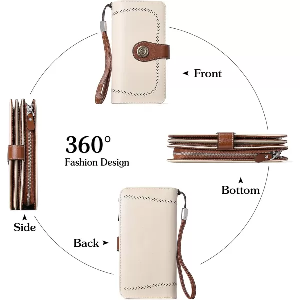 BOSTANTEN Womens Wallet Genuine Leather Large Capacity Wristlet Clutch Purse Credit Card Holder with RFID Blocking