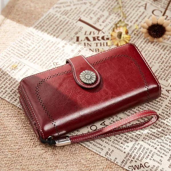 BOSTANTEN Womens Wallet Genuine Leather Large Capacity Wristlet Clutch Purse Credit Card Holder with RFID Blocking