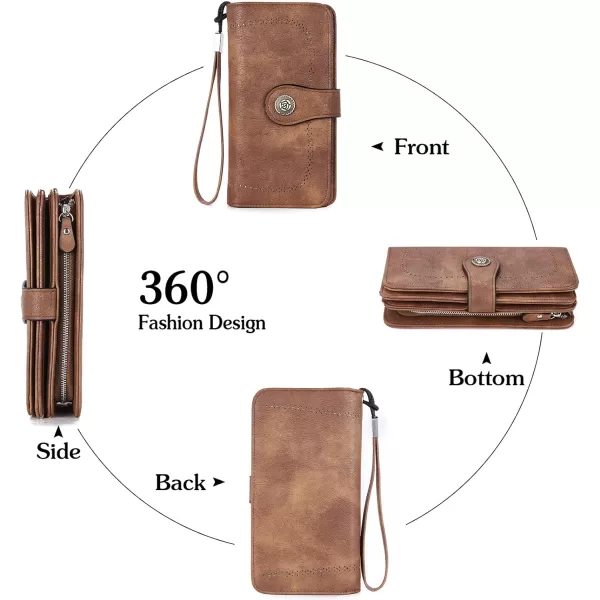 BOSTANTEN Womens Wallet Genuine Leather Large Capacity Wristlet Clutch Purse Credit Card Holder with RFID Blocking