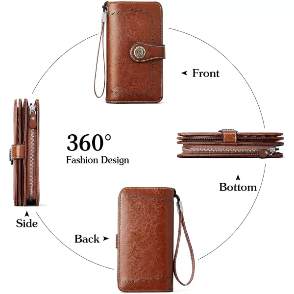BOSTANTEN Womens Wallet Genuine Leather Large Capacity Wristlet Clutch Purse Credit Card Holder with RFID Blocking